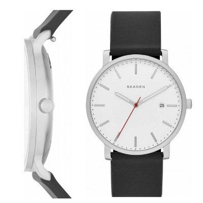 SKAGEN Herrenuhr Hagen 40mm mit 3 Zeiger Werk und schwarzem Silikonarmband für 44€ (statt 97€)