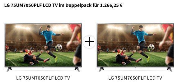 KNALLER! 2x LG 75UM7050PLF   75 Zoll UHD Fernseher mit HDR10 Pro für 1.266,25€ (statt 1.614€)