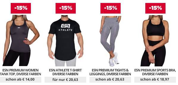 25% Rabatt auf 10 ESN Topseller Produkte oder 15% auf Sportswear