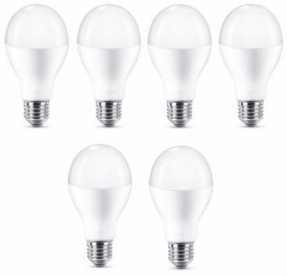 6er Pack Philips LED Lampe 18,5 Watt (ersetzt 120 W) E27 Warmweiß für 18,14€ (statt 42€)