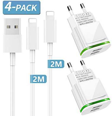 2x PICILOO USB Ladegerät + 2x 2m Lightning Kabel für 7,99€   Prime