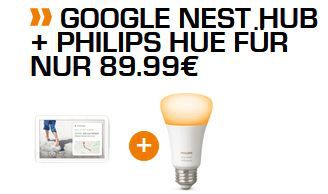 Google Nest Hub +  Philips Hue White E27 Lampe für 89,99€ (statt 106€)