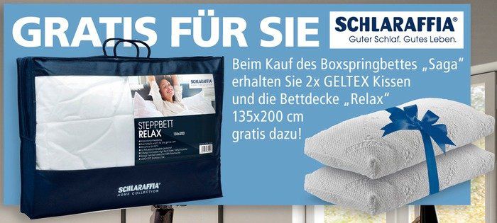 Schlaraffia Boxspringbett Saga (180x200) in Anthrazit inkl. 2 Kissen + Relax Decke für 1.490,43€ (statt 2.198€)