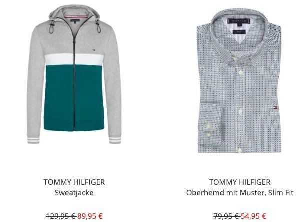 Tommy Hilfiger/Jeans Sale bei Hirmer + 10€ Gutschein   z.B. Hilfiger Sweatshirt für 39,95€ (statt 54€)