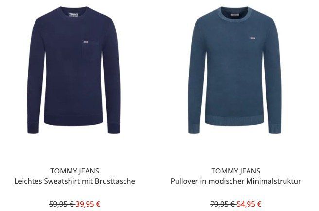 Tommy Hilfiger/Jeans Sale bei Hirmer + 10€ Gutschein   z.B. Hilfiger Sweatshirt für 39,95€ (statt 54€)