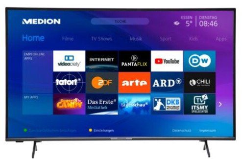 Medion X14311   43 Zoll UHD Fernseher für 249,99€ (statt 281€)