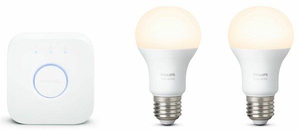 Philips Hue White Starter Kit 2 x E27 Lampen + Hue Bridge für 49,99€ (statt 68€)