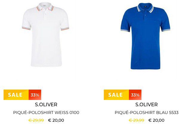 s.Oliver Poloshirts bis  50% + weitere 30% Extra Rabatt   z.B. 3 Stück für 31,50€