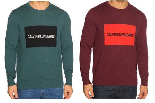 Calvin Klein Pullover mit Logostitching in Grün oder Bordeaux für 35,92€ (statt 55€)