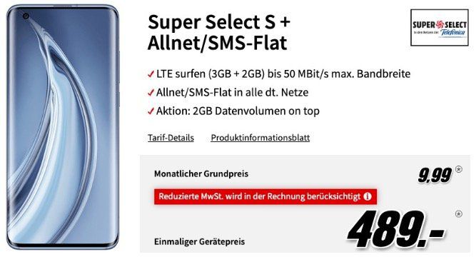 Xiaomi Mi 10 Pro 256GB für 489€ (Vergleich 954€) mit O2 Allnet Flat mit 5GB LTE für 9,99€ mtl.