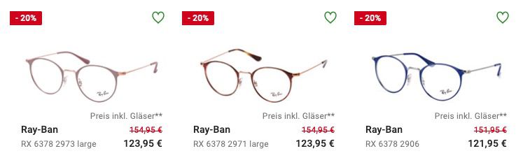 Marken Brillen und Sonnenbrillen mit Sehstärke im Sale mit 15% Extra Rabatt bei Mister Spex   z.B. Ray Ban oder Burberry