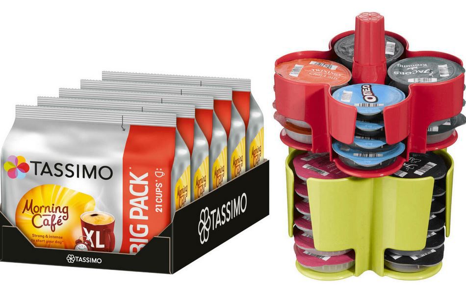 TASSIMO Kapseln Morning Café XL Big Pack 5 x 21 T Discs + 1 KOZIOL Kapselhalter für 19,95€ (statt 27€)