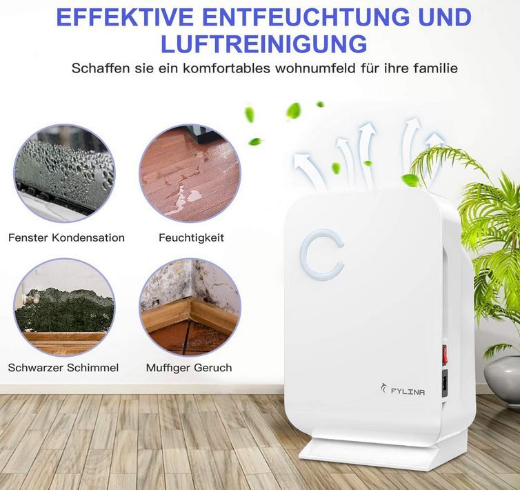 FYLINA elektrischer 1.300ml Mini Luftentfeuchter  für 41,49€ (statt 83€)