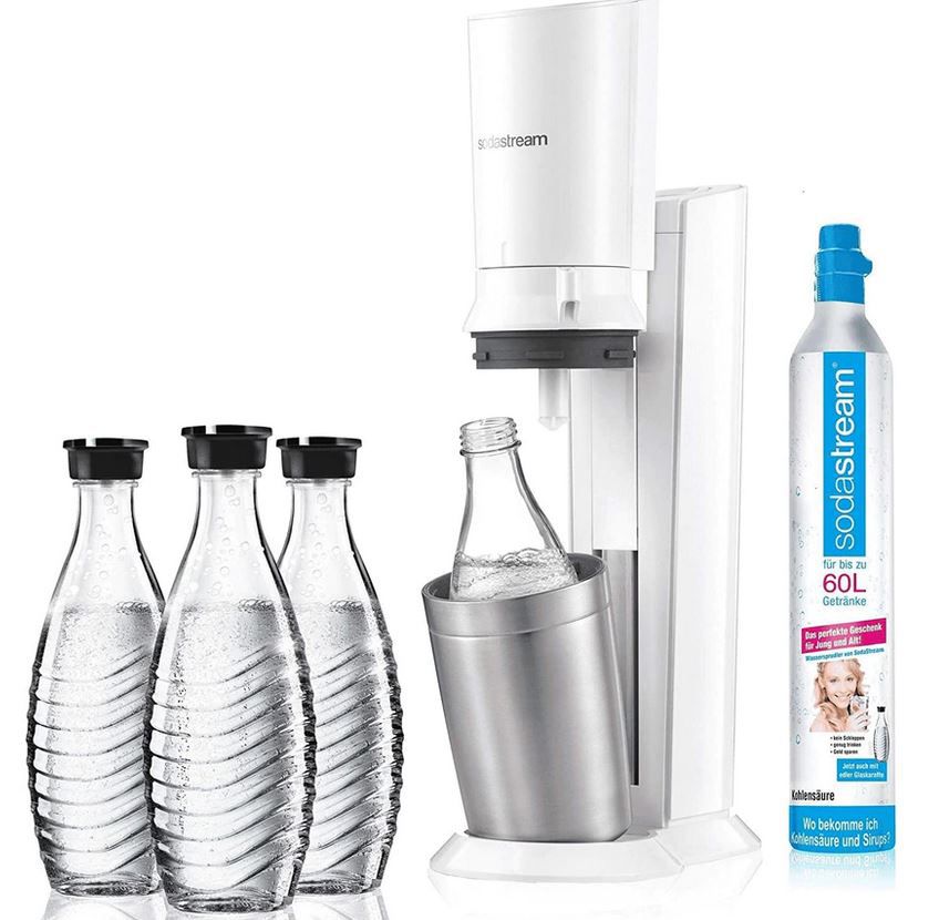 SodaStream Crystal 2.0 + 3 Glaskaraffen & Zylinder White Edition für 99,92€ (statt 112€)