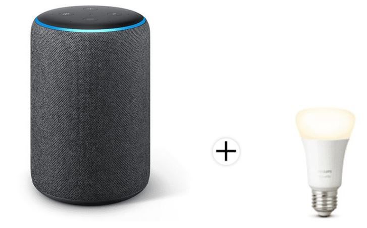 Amazon Echo Plus (2. Gen) Lautsprecher + Hue White E27 Lampe für 73,10€ (statt 95€)