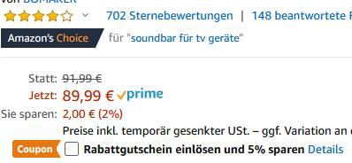 Bomaker ODINE I 2.0 Soundbar mit BT 5.0 für 58,49€ (statt 90€)