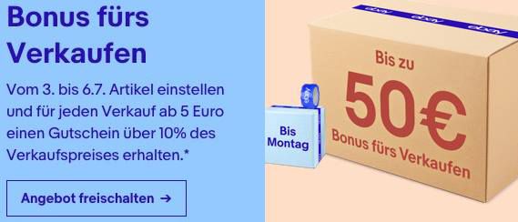 Bis zu 50€ Bonus bei eBay durch Verkäufe