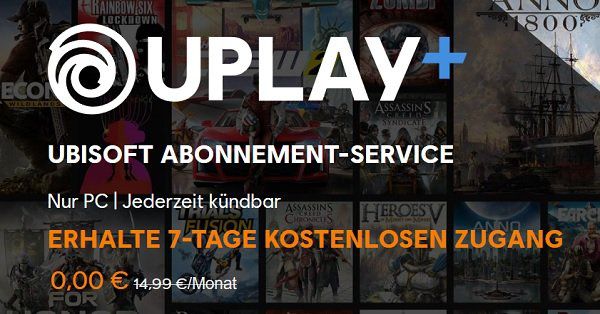 Sieben Tage gratis Zugang zu Uplay Plus (statt ca. 15€)