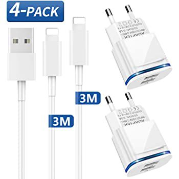 4er Pack LUOATIP Ladegerät mit Ladekabel (3m) mit Lightning Anschluss für 7,99€ (statt 16€)