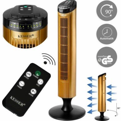 Kesser Turmventilator (14309) mit Fernbedienung + 90° Rotation für 32,80€ (statt 43€)