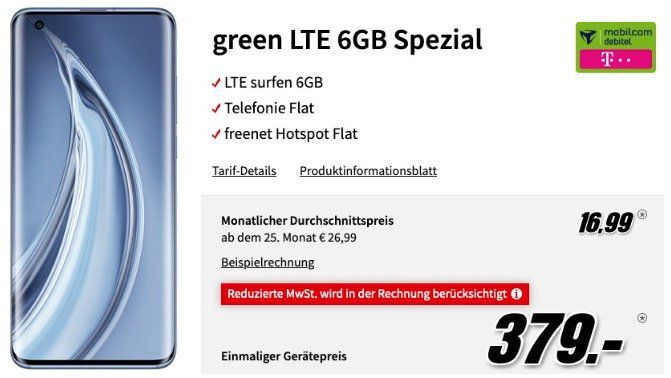 Xiaomi Mi 10 Pro 256GB für 379€ mit Telekom Allnet Flat inkl. 6GB LTE für 16,99€ mtl.   mit Gewinn!