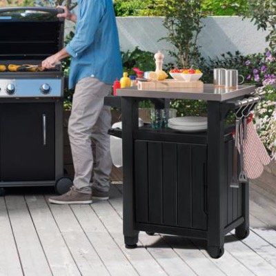 Keter BBQ Beistelltisch Unity mit Edelstahl Arbeitsplatte 70x54x90cm für 116,97€ (statt 150€)