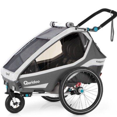 Qeridoo Kinderfahrradanhänger Kidgoo2 Grey Modell 2020 für 428,94€ (statt 479€)