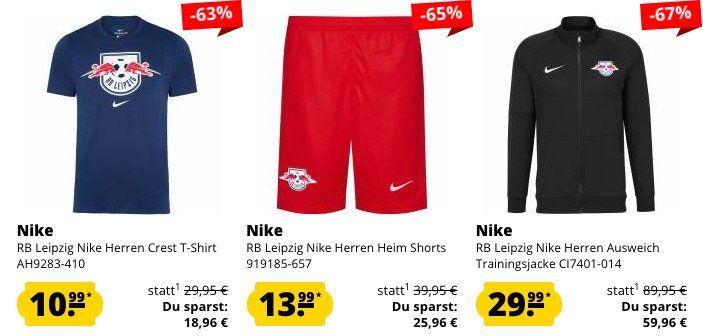 RB Leipzig Sale bei SportSpar + 5€ Gutschein ab 60€   z.B. RB Leipzig Askew Pullover für 15,99€ (statt 55€?)