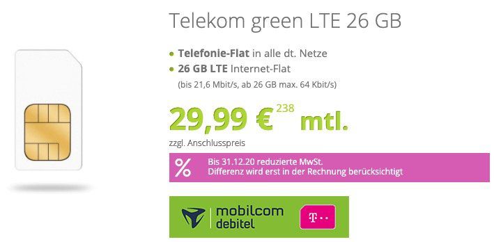 Telekom Flat mit 26GB LTE (!) für 29,99€ mtl. + gratis SoFlow SO1 E Scooter mit Straßenzulassung (Wert 249€)