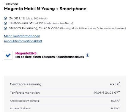 Young + MagentaEins: Apple iPhone 11 + AirPods Pro für 4,95€ + 100€ Cashback + Telekom Flat mit 24GB LTE für 39,95€ mtl.