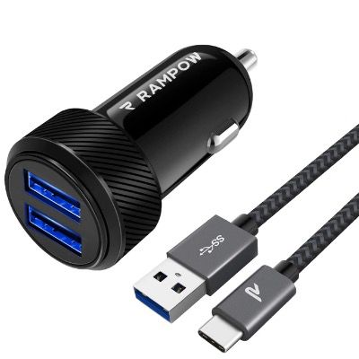 RAMPOW KFZ Ladegerät 24Watt 4,8A mit 2 Ports & 1 Meter USB Kabel für 7,49€ (statt 15€)