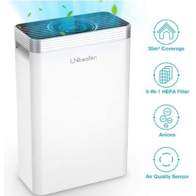 UNbeaten Wohnungs Luftreiniger mit LED Luftqualitätssensor und HEPA Filter für 107,99€ (statt 180€)