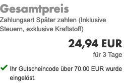 Abgelaufen! Bei Europcar Mietwagen buchen und 70€ sparen   fast kostenlos möglich!