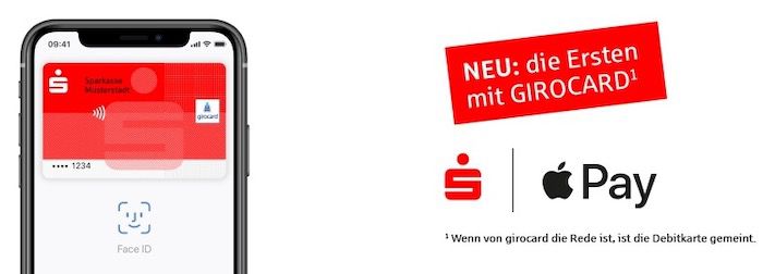 Bei der Sparkasse ab sofort Apple Pay auch mit der Sparkassen Girocard möglich