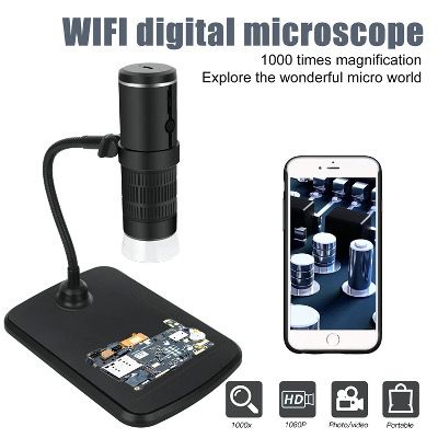 Digital WiFi Mikroskop 50x und 1000x Zoom 1080P mit Hubständer und LED Licht für 26,12€ (statt 39€)