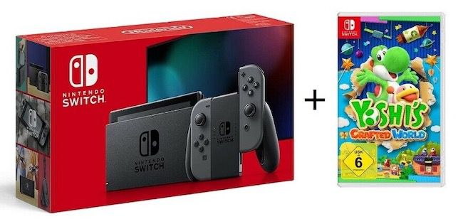 Ausverkauft! Nintendo Switch Grau (2019) + Yoshis Crafted World für 335€ (statt 359€)