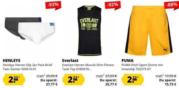 14 Artikel bei SportSpar für je nur 2,22€   Restgrößen