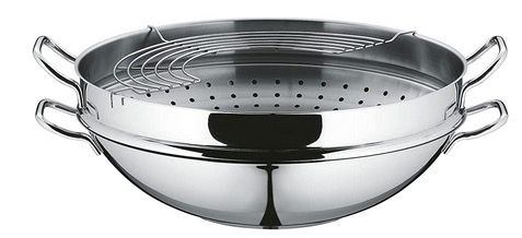 WMF Macao Wok mit Glasdeckel (36 cm) inkl. Ablagegitter & Dämpfereinsatz für 69,99€ (statt 104€)