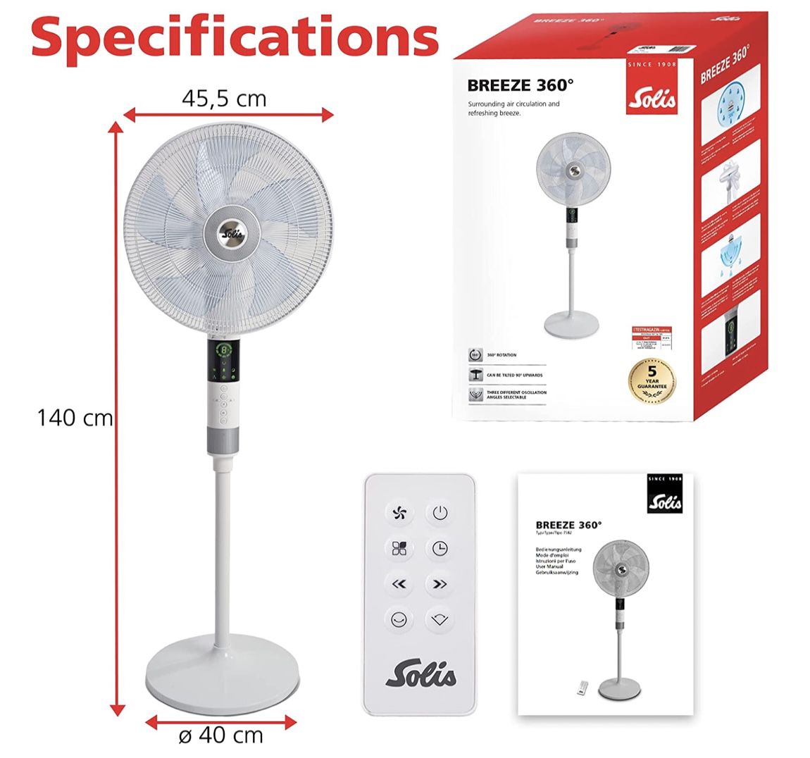 Solis 970.60 Breeze 360 Standventilator mit Fernbedienung für 59,90€ (statt 118€)