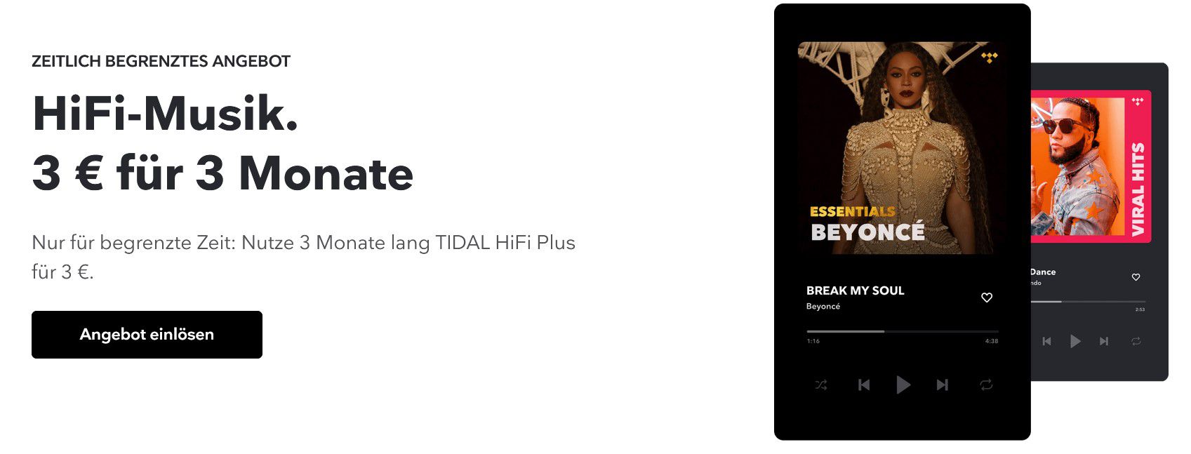 3 Monate Tidal Premium Musikstreaming für 3€ (statt 30€)