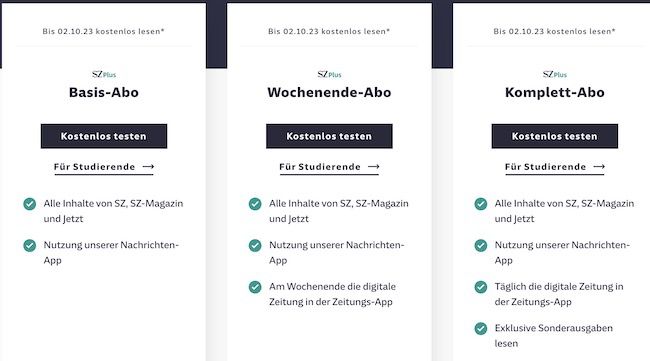 Süddeutsche Digital Zeitungs Abo komplett kostenlos bis 2. Oktober