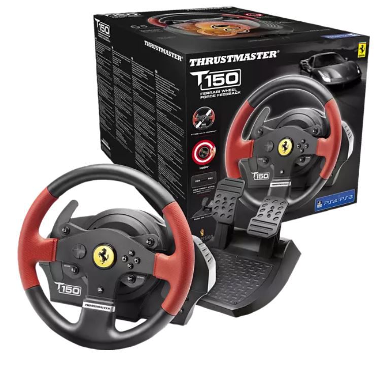 Thrustmaster T150 Ferrari Edition Lenkrad inkl. 2 Pedalset (PS4, PC) ab 109€ (statt 150€)