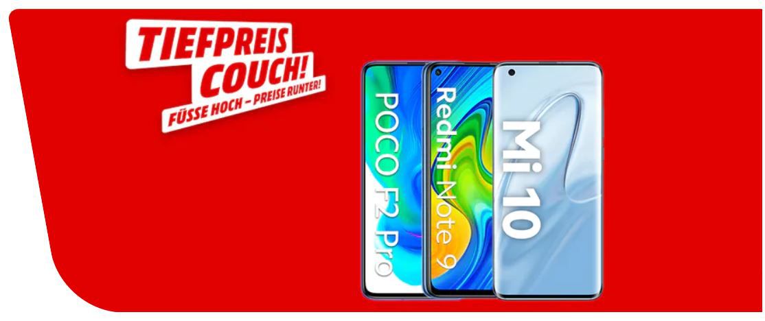 Media Markt XIAOMI Tiefpreiscouch: z.B. XIAOMI Redmi Note 9 64 GB Dual SIM ab 125,50€ (statt 160€)