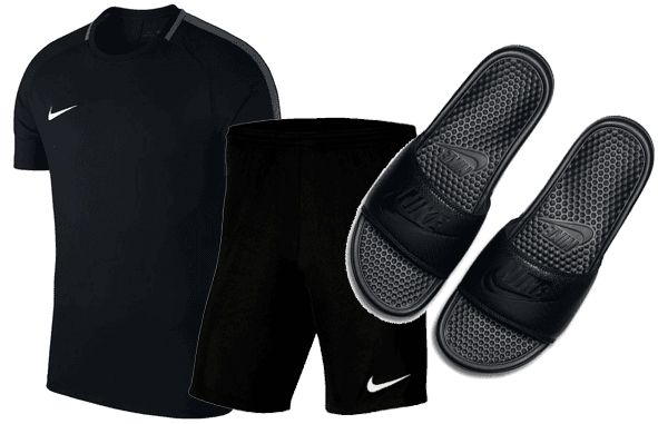 Nike Freizeit Outfit (3 teilig)   Shirt, Short & Badesandalen für 36,90€ (statt 47€)