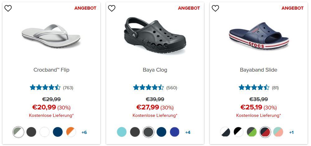 Crocs Flash Sale mit 40% Rabatt auf ausgewählte Sandalen & Co.