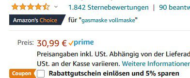 NASUM wiederverwendbare Halbmaske der Serie 8200 mit Filter für 18,84€ (statt 29€)   Prime