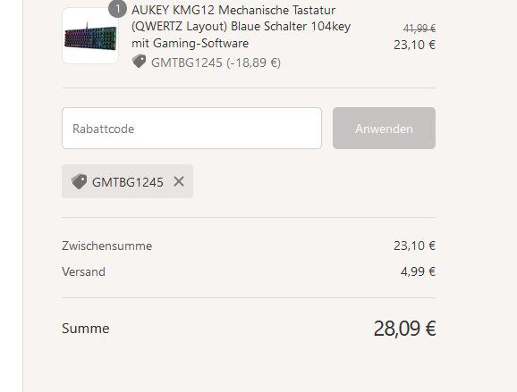 AUKEY KM G12   mechanische Gaming Tastatur mit RGB Beleuchtung, 105 Tasten & Anti Ghosting für 28,09€ (statt 42€)