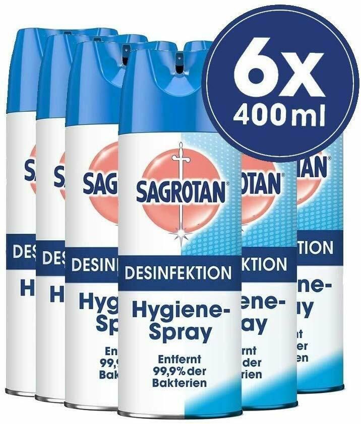 6er Pack Sagrotan Hygiene Spray je 400ml für 24,99€ (statt 32€)