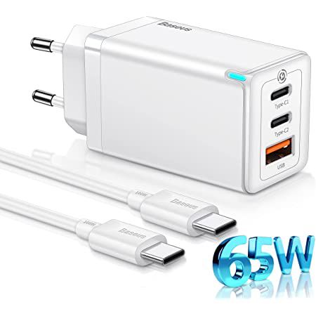 Baseus 65W Ladegerät mit GaN Tech & 3 Ports C1+C2+A  für 24,94€ (statt 42€)