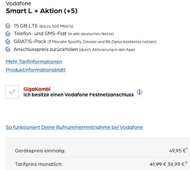 iPhone SE (2020) 64GB + Apple Watch Series 3 GPS für 49,95€ + Vodafone Flat mit 15GB LTE für 36,99€ mtl.